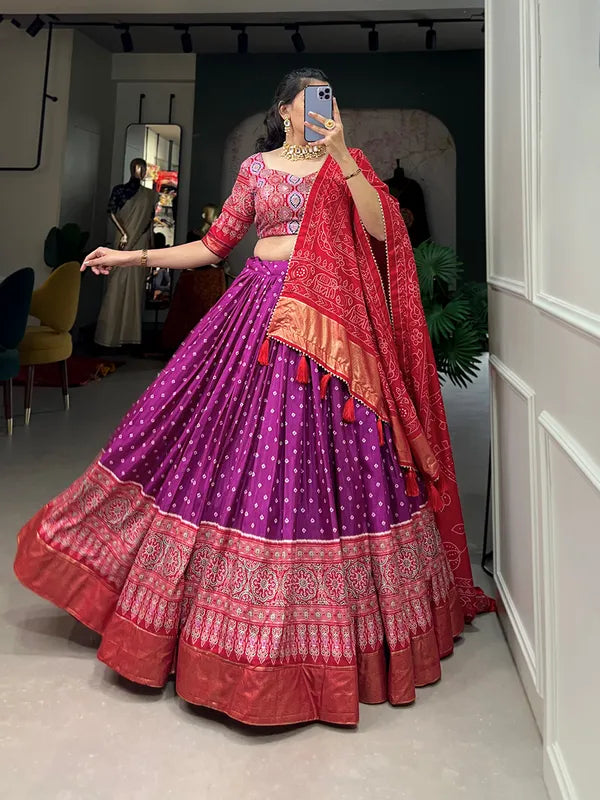Purple Dola Silk Patola Print Traditional Lehenga Choli