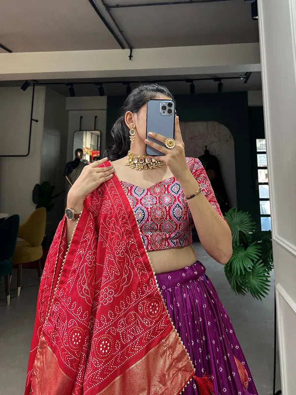 Purple Dola Silk Patola Print Traditional Lehenga Choli