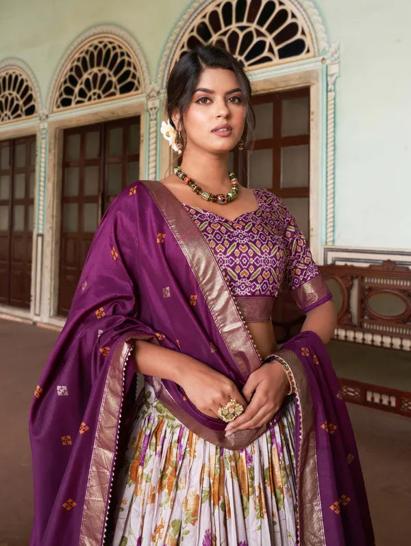 Wine Patola Print Traditional Lehenga Choli (Flower Wine)