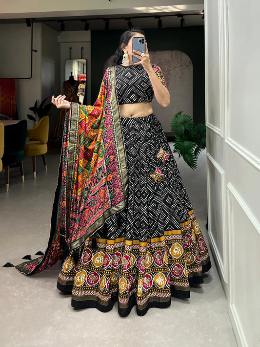 Black Navratri Special Black Color Patola Print Lehenga Choli