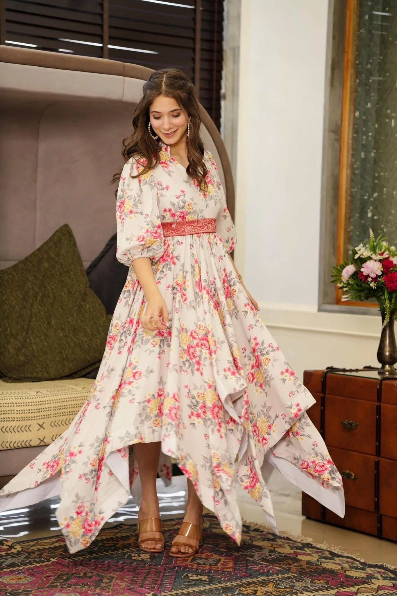 Powder Yellow breathable relaxing fit cotton suit ( 3 piece )