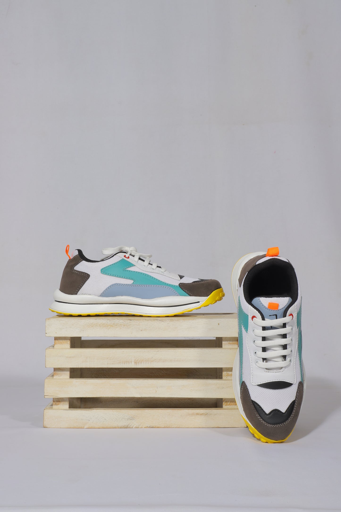 Rumani's AirGlide Teal Blue and White Sneakers for Men
