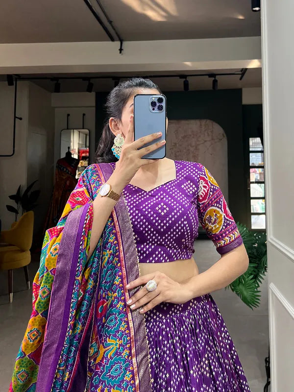Purple Navratri Special Purple Color Patola Print Lehenga Choli