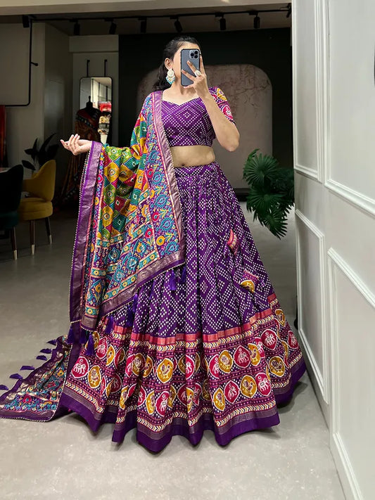 Purple Navratri Special Purple Color Patola Print Lehenga Choli