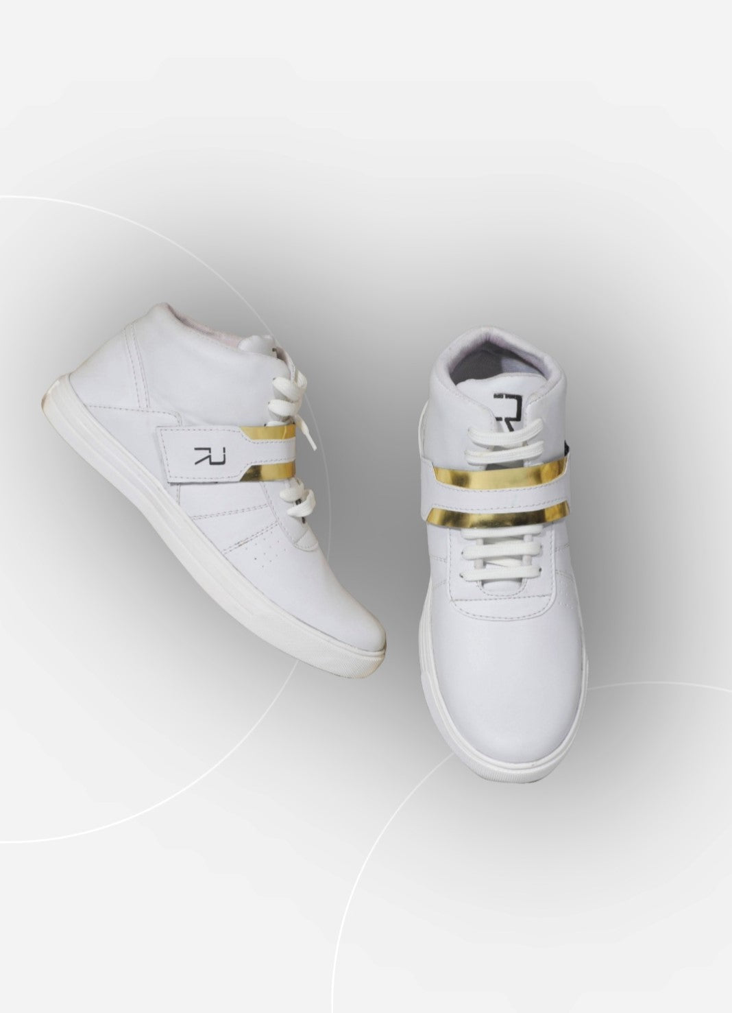 Rumani Era: White Unisex Shoes with Gold Accents