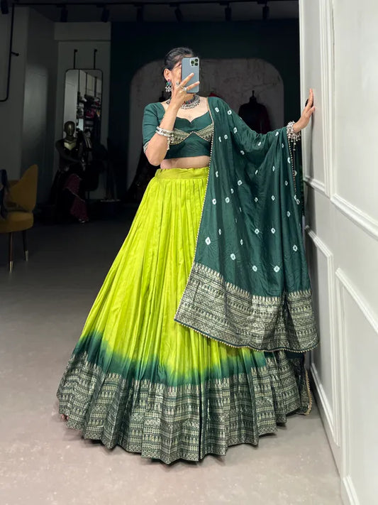 Perot Lovely Perot Dolla Silk Bandhani Print Lehenga Choli With Dupatta