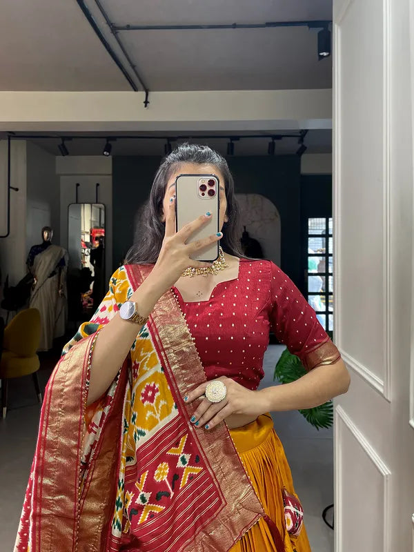 Mustard Dola Silk Patola Printtraditional Lehenga Choli