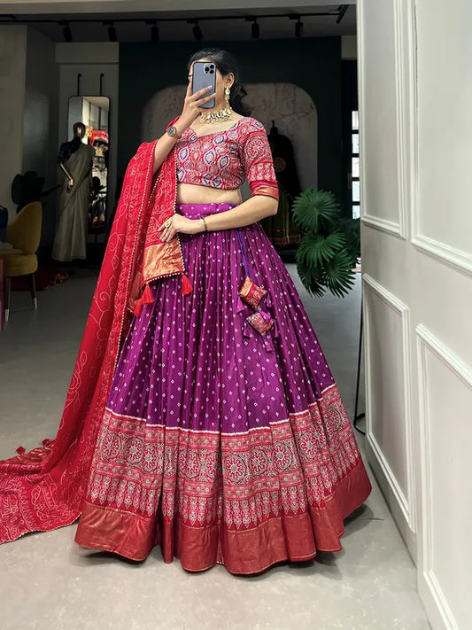 Purple Dola Silk Patola Print Traditional Lehenga Choli