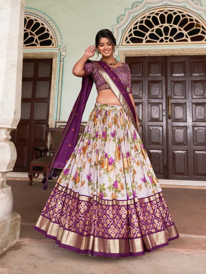 Wine Patola Print Traditional Lehenga Choli (Flower Wine)