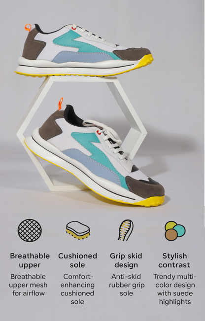 Rumani's AirGlide Teal Blue and White Sneakers for Men