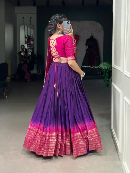 Purple Lovely Dolla Silk Bandhani Print Lehenga Choli With Dupatta