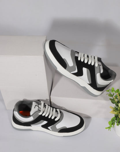 Rumani’s Flexfit Black & White Luxe Sneakers for Men