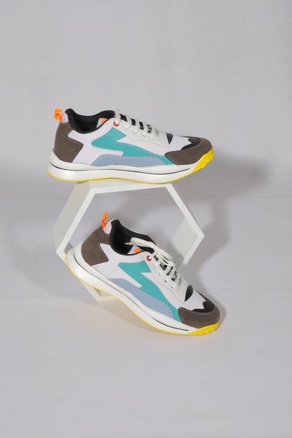 Rumani's AirGlide Teal Blue and White Sneakers for Men