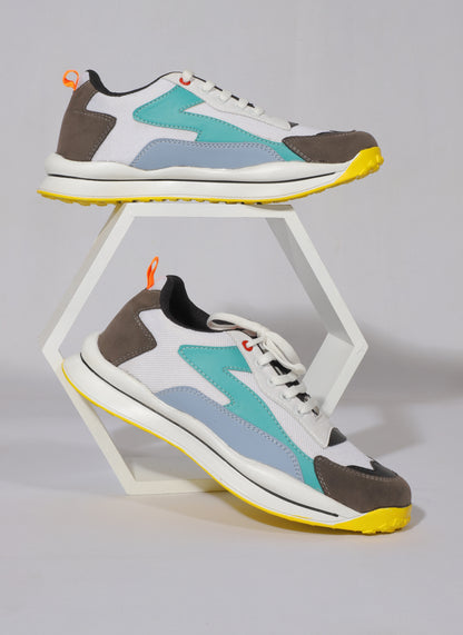Rumani's AirGlide Teal Blue and White Sneakers for Men