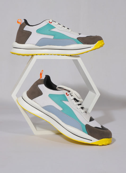 Rumani's AirGlide Teal Blue and White Sneakers for Men