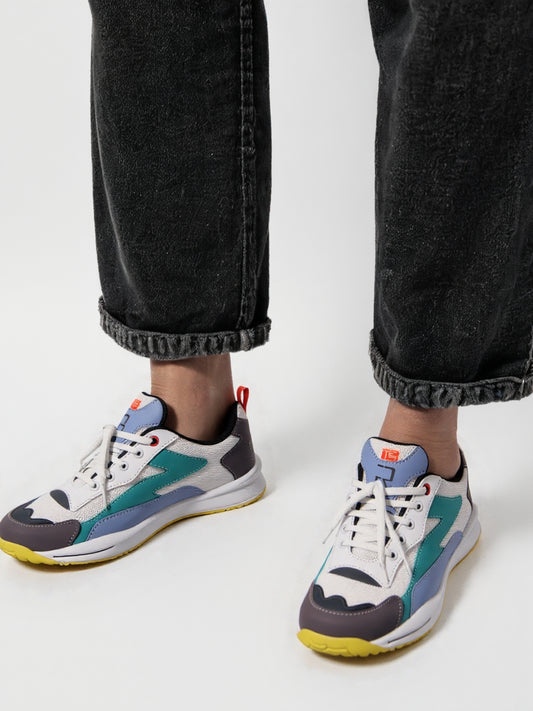 Rumani's AirGlide Teal Blue and White Sneakers for Men