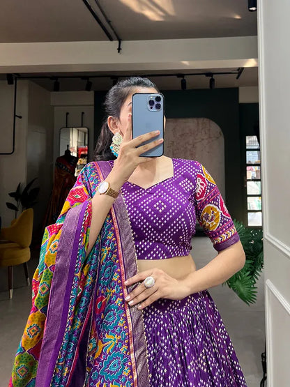 Purple Navratri Special Purple Color Patola Print Lehenga Choli