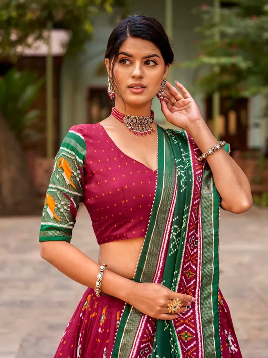 Red Designer Patola Print Traditional Lehenga Choli