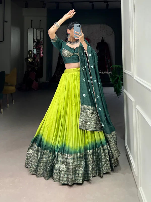 Perot Lovely Perot Dolla Silk Bandhani Print Lehenga Choli With Dupatta