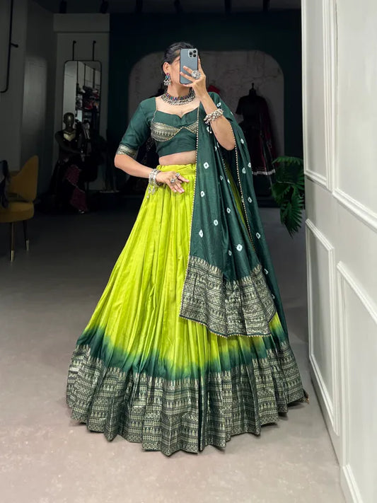Perot Lovely Perot Dolla Silk Bandhani Print Lehenga Choli With Dupatta