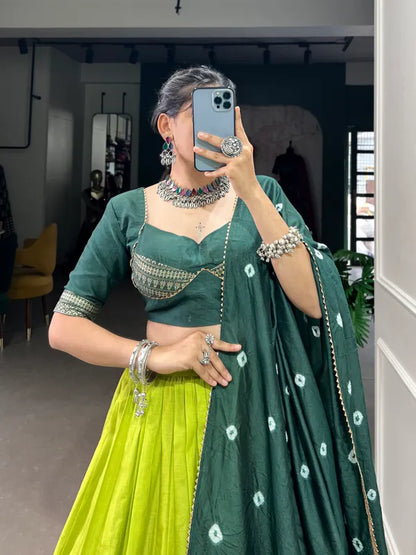 Perot Lovely Perot Dolla Silk Bandhani Print Lehenga Choli With Dupatta