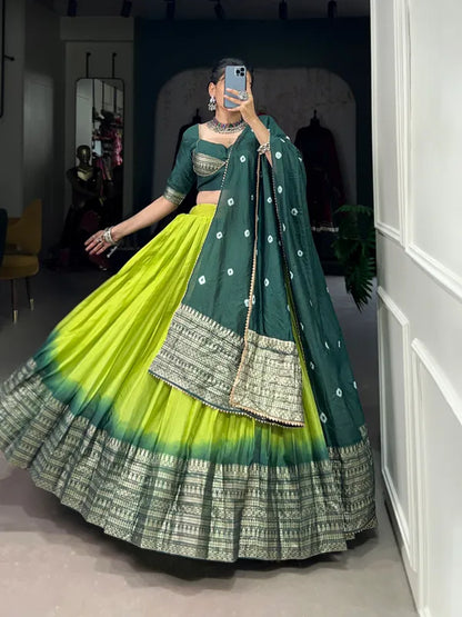 Perot Lovely Perot Dolla Silk Bandhani Print Lehenga Choli With Dupatta