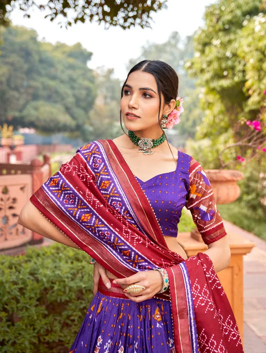 Blue Designer Patola Print Traditional Lehenga Choli