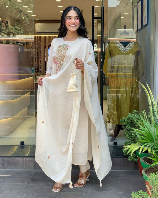 PURE VISCOSE REYON SLUB WITH SEQUENCE EMBROIDERY WORK