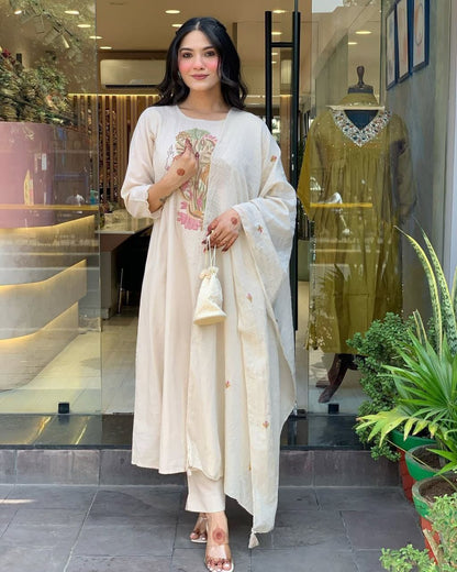 PURE VISCOSE REYON SLUB WITH SEQUENCE EMBROIDERY WORK