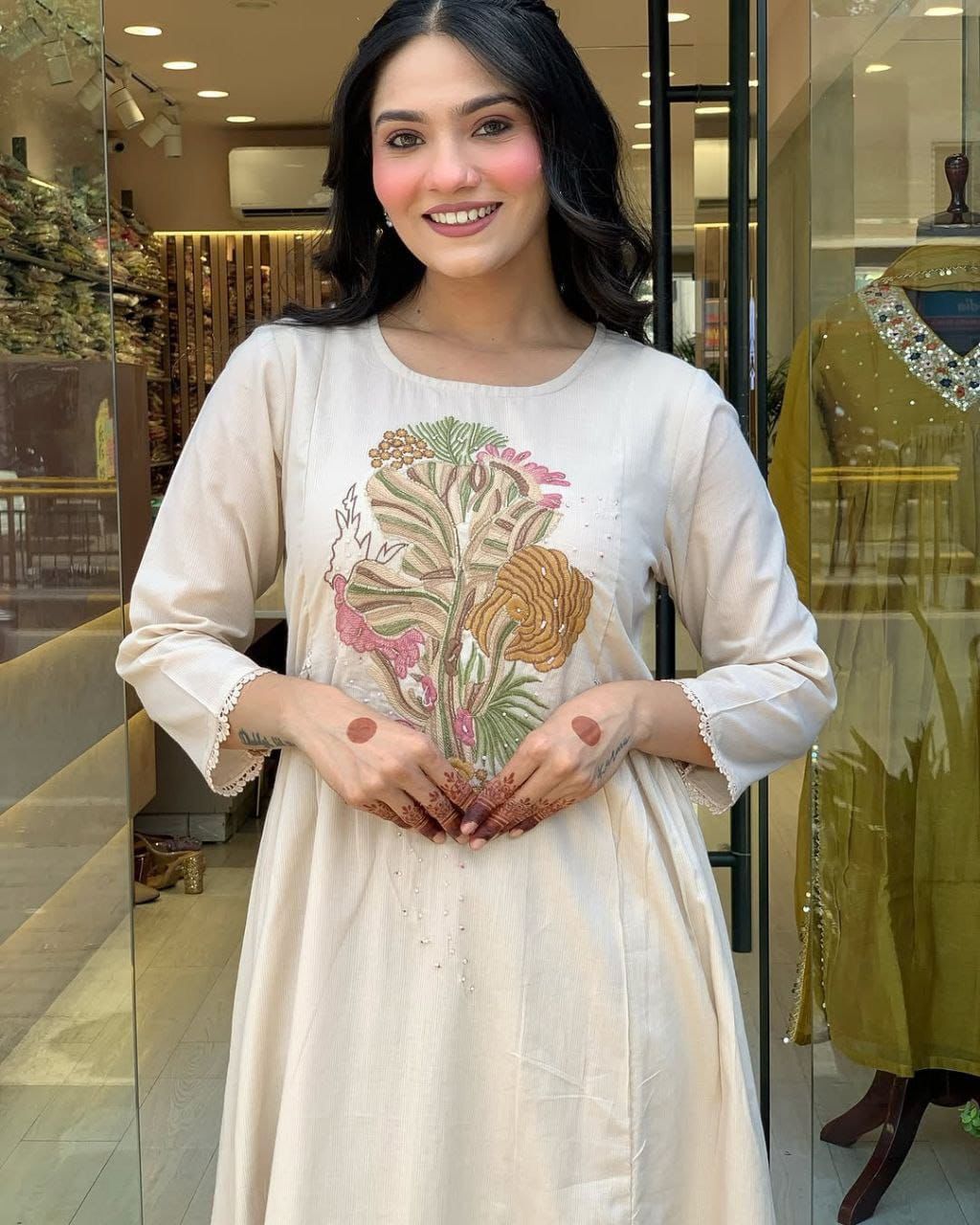 PURE VISCOSE REYON SLUB WITH SEQUENCE EMBROIDERY WORK