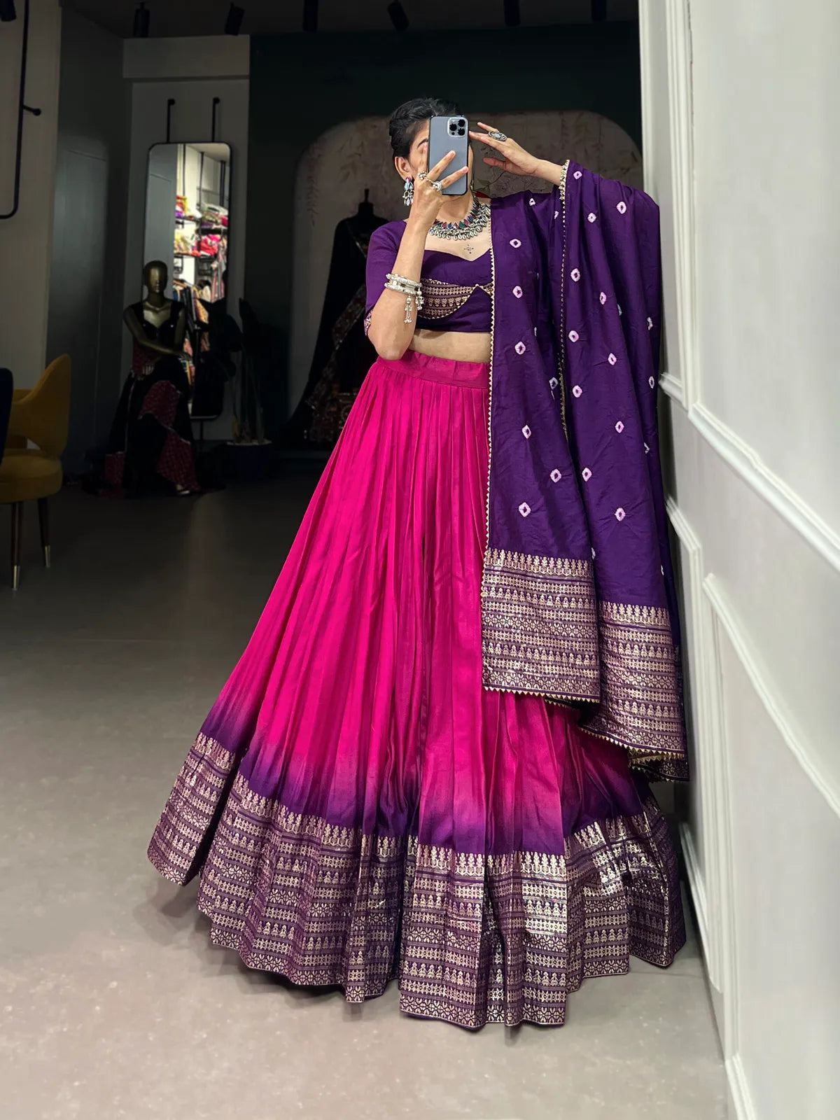 Pink Lovely Pink Dolla Silk Bandhani Print Lehenga Choli With Dupatta