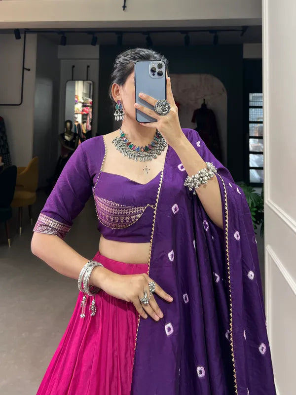 Pink Lovely Pink Dolla Silk Bandhani Print Lehenga Choli With Dupatta