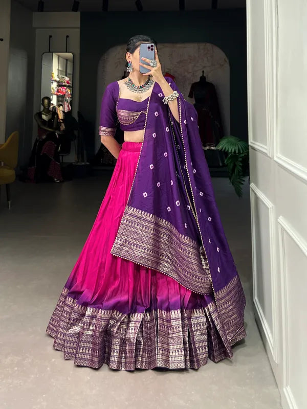 Pink Lovely Pink Dolla Silk Bandhani Print Lehenga Choli With Dupatta