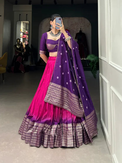 Pink Lovely Pink Dolla Silk Bandhani Print Lehenga Choli With Dupatta