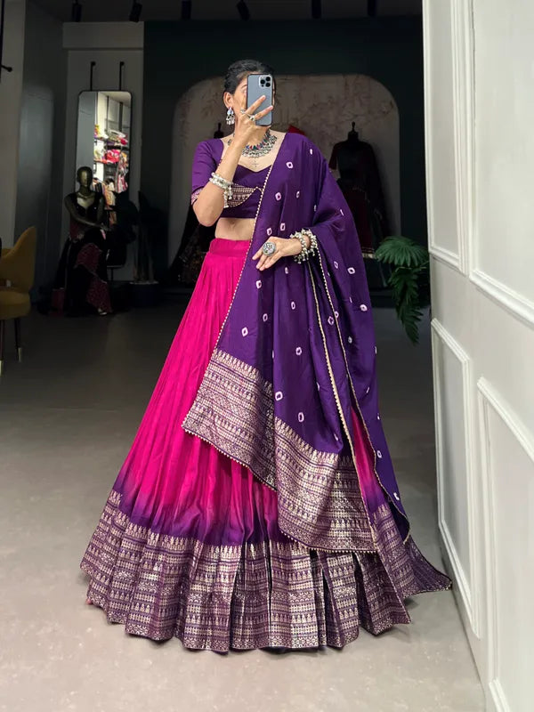 Pink Lovely Pink Dolla Silk Bandhani Print Lehenga Choli With Dupatta