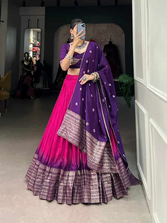 Pink Lovely Pink Dolla Silk Bandhani Print Lehenga Choli With Dupatta